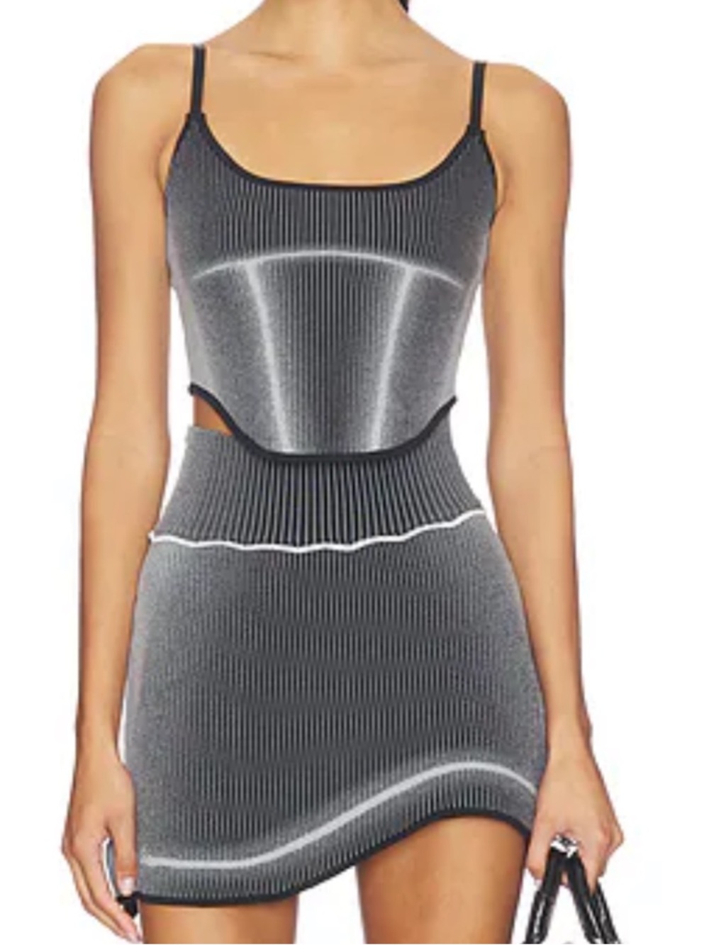 PH5 Black Ribbed Tank & Mini Skirt Set